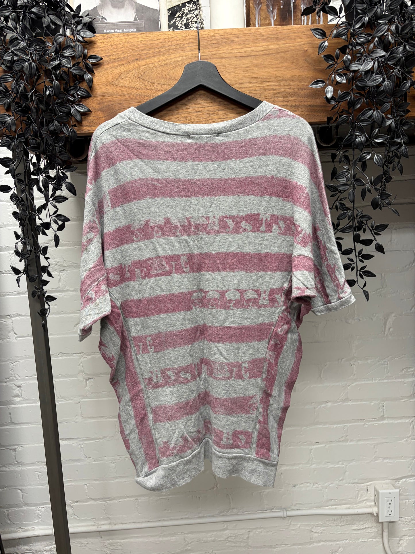 Hysteric Glamour ‘Faded Typography’ Striped Short Sleeve T-Shirt