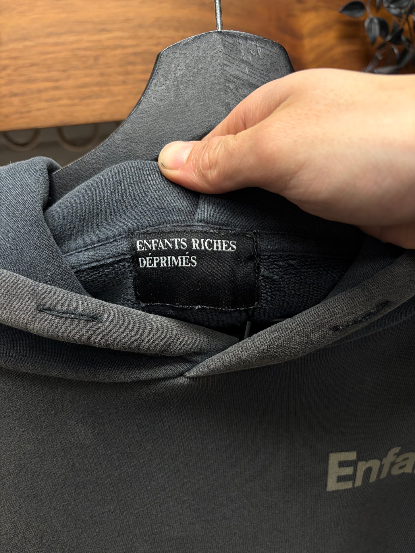 Enfants Riches Deprimes ‘Ticket to Death’ Faded Black French Terry Cotton Hoodie