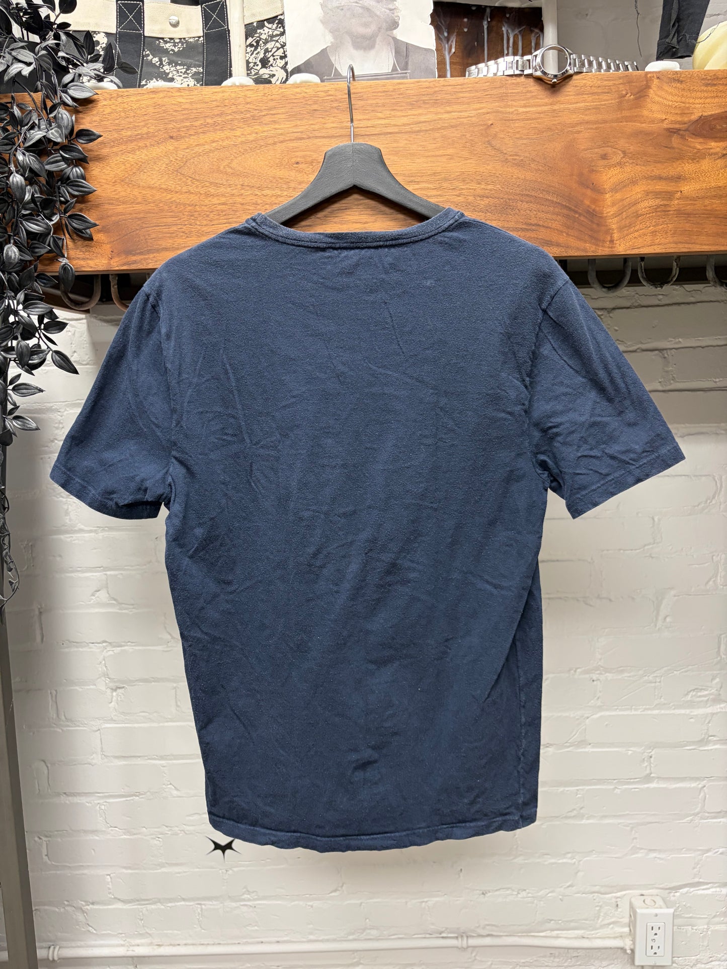 2000s Gucci ‘Cursive Script Logo’ Navy Blue Cotton T-Shirt