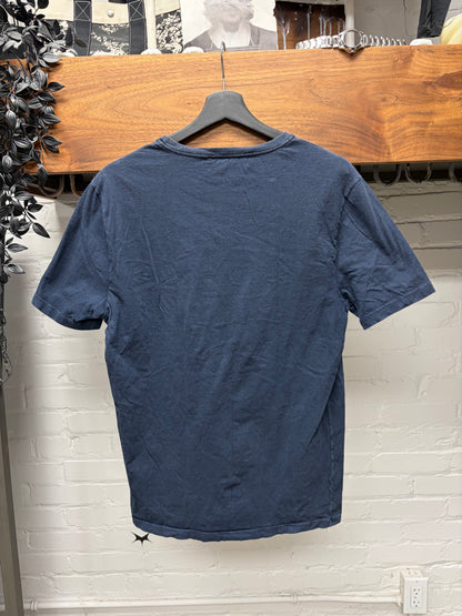 2000s Gucci ‘Cursive Script Logo’ Navy Blue Cotton T-Shirt