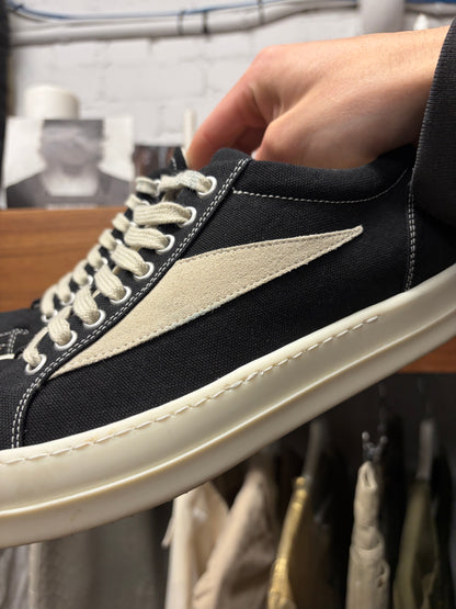 Rick Owens Black/Milk Canvas ‘Vans’ Low Top Sneakers