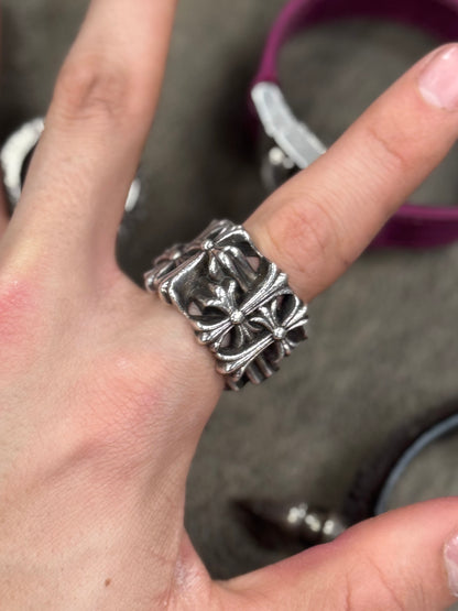 Chrome Hearts ‘Cemetery’ Square Multi-Cross 925 Silver Ring