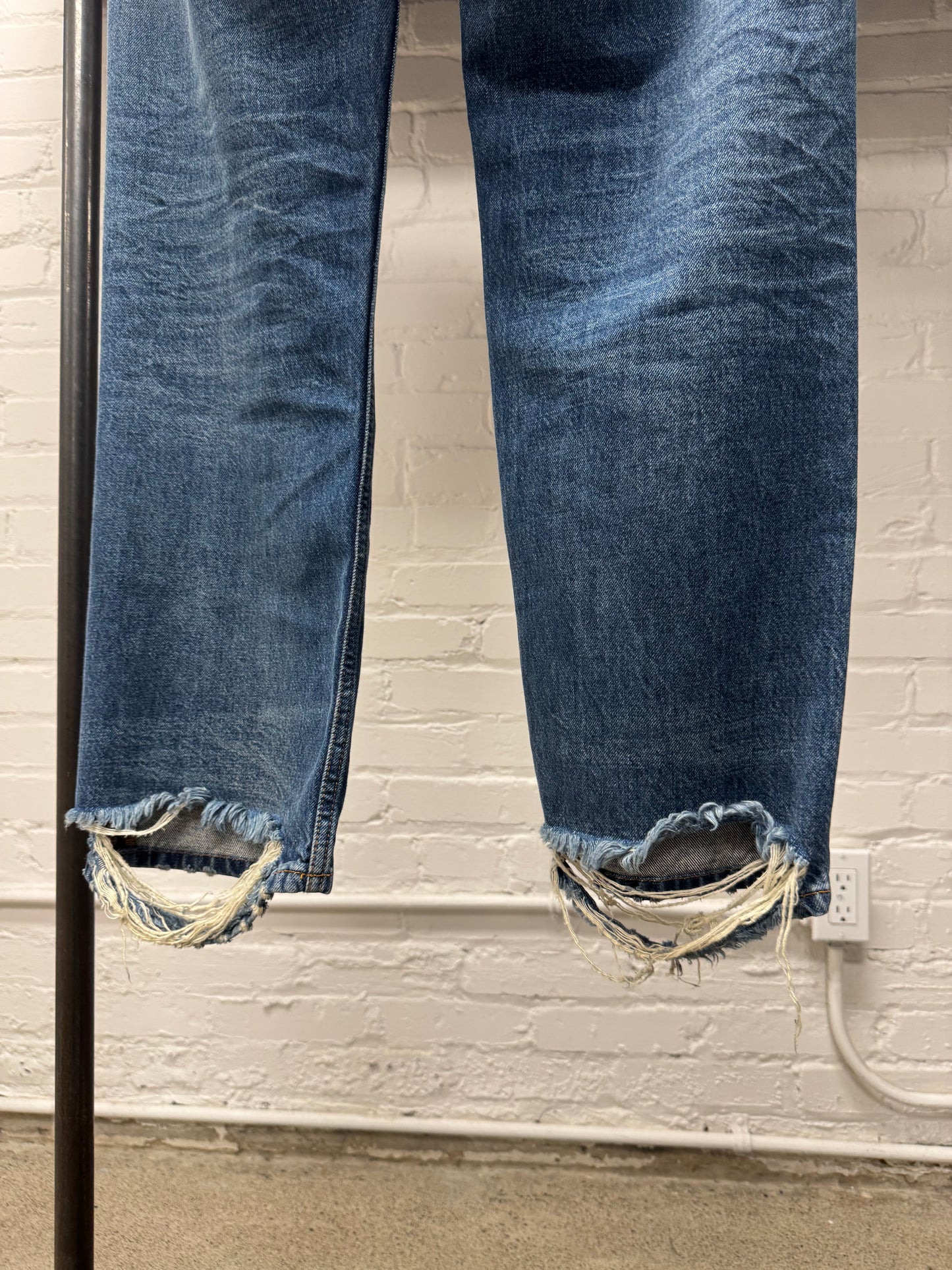 2021 Balenciaga Washed Blue ‘Heelbite’ Bootcut Denim