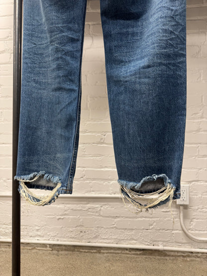 2021 Balenciaga Washed Blue ‘Heelbite’ Bootcut Denim