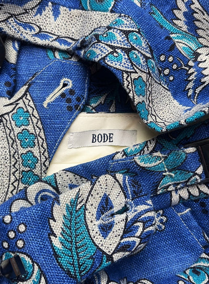 Bode American Linen Floral Print Wide Leg Trousers