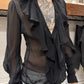 Vintage Yves Saint Laurent Rive Gauche ‘Chiffron Ruffled’ Sheer Blouse