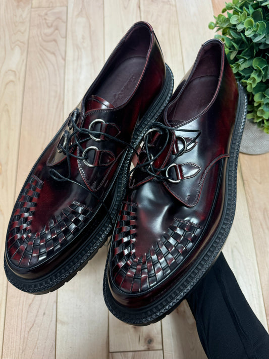 Burberry Burgundy Leather ‘Creeper’ Platform Loafers