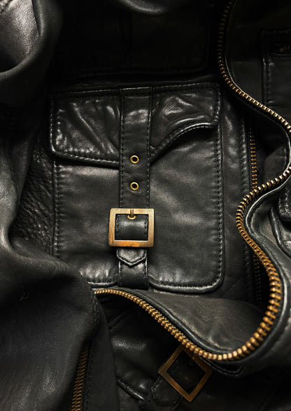 2000’s Lambskin Leather Dolce & Gabbana Six Pocket Leather Zip-Up Jacket
