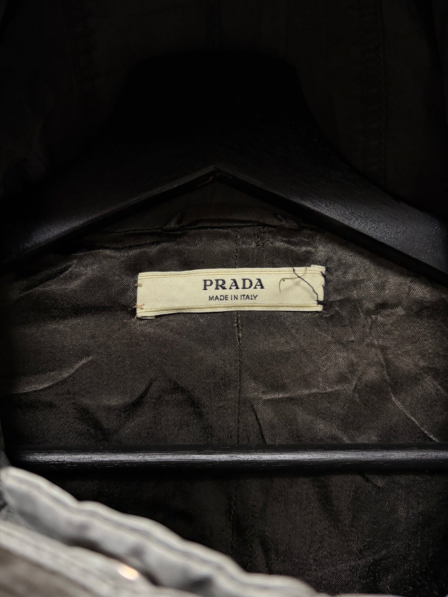 Vintage 2005 Prada Faded Grey Nylon Hooded Zip-Up Jacket
