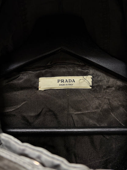 Vintage 2005 Prada Faded Grey Nylon Hooded Zip-Up Jacket