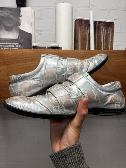 Vintage 2000s Gucci ‘Metallic Silver’ Monogram Leather Velcro Strap Sneakers