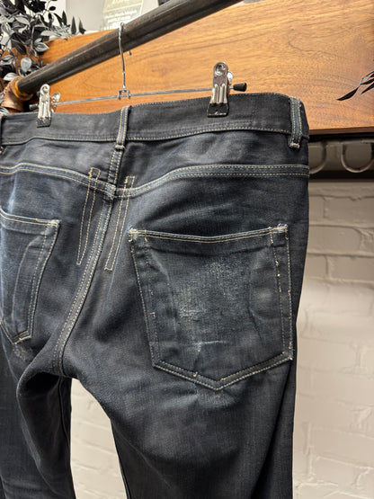 Rick Owens ‘Detroit’ Cut Waxed Raw Hem Denim