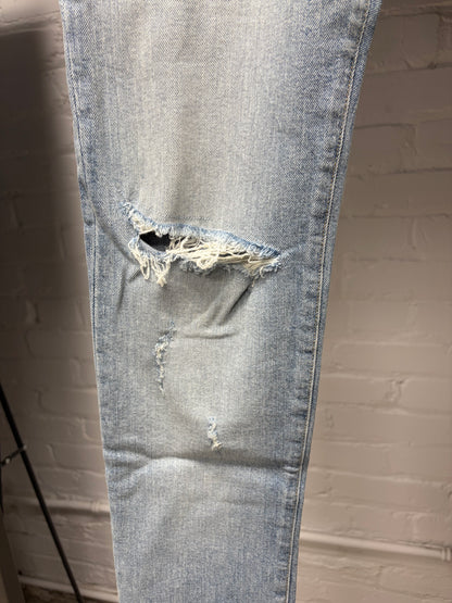 Balmain Distressed Knee Blue Skinny Jeans