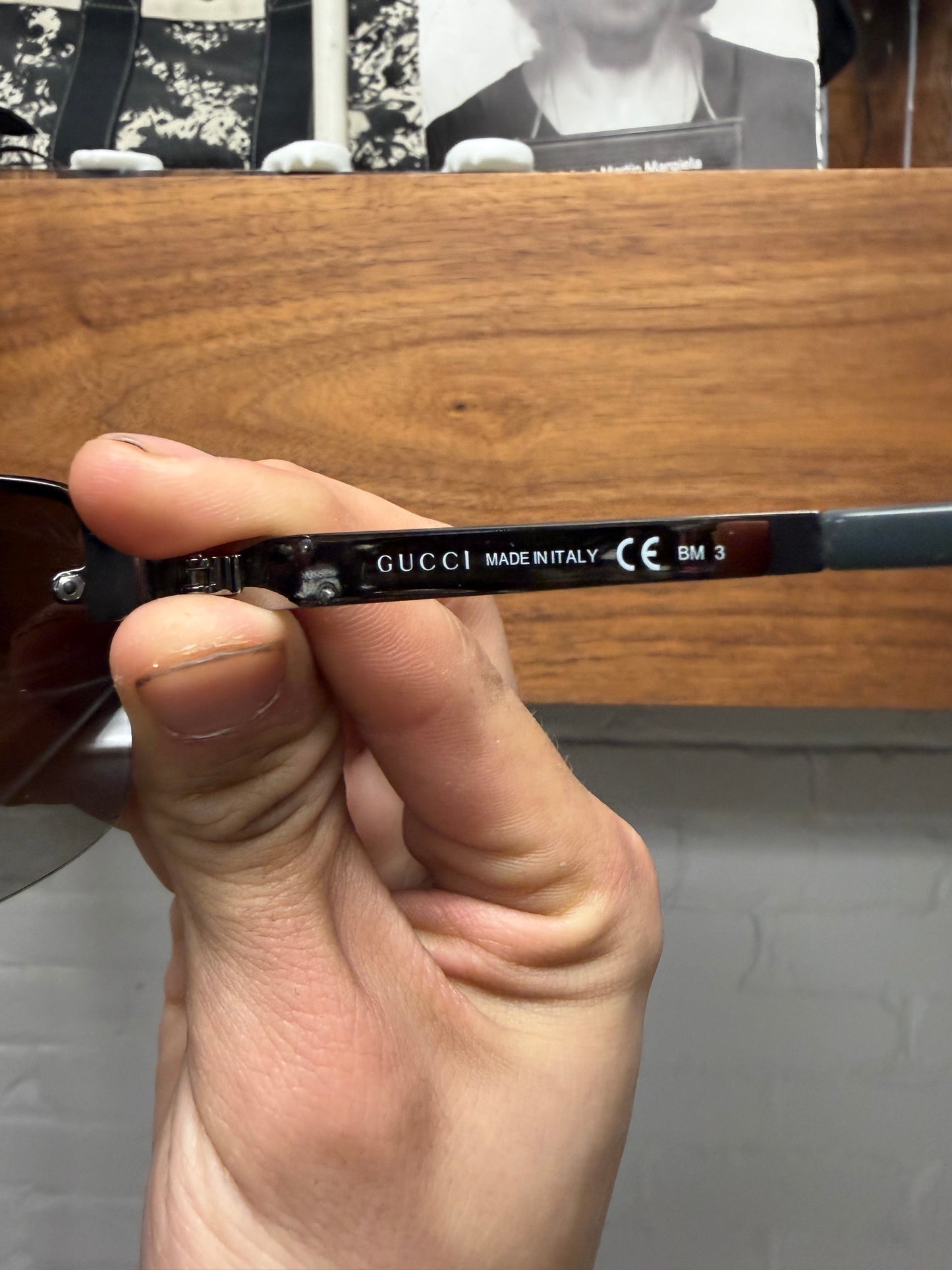 Gucci Brown Tinted/Silver Frame Rimless Sunglasses