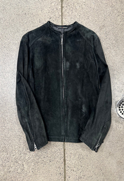 Vintage 90s Jean Paul Gaultier Black Suede Moto-Jacket
