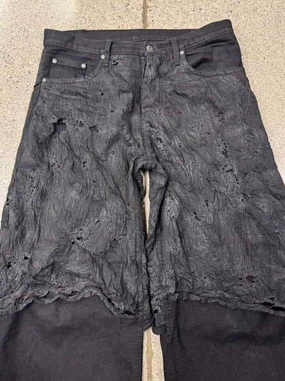 Paradoxe Paris ‘Dead Leaves’ Layered Black Crinkle Denim