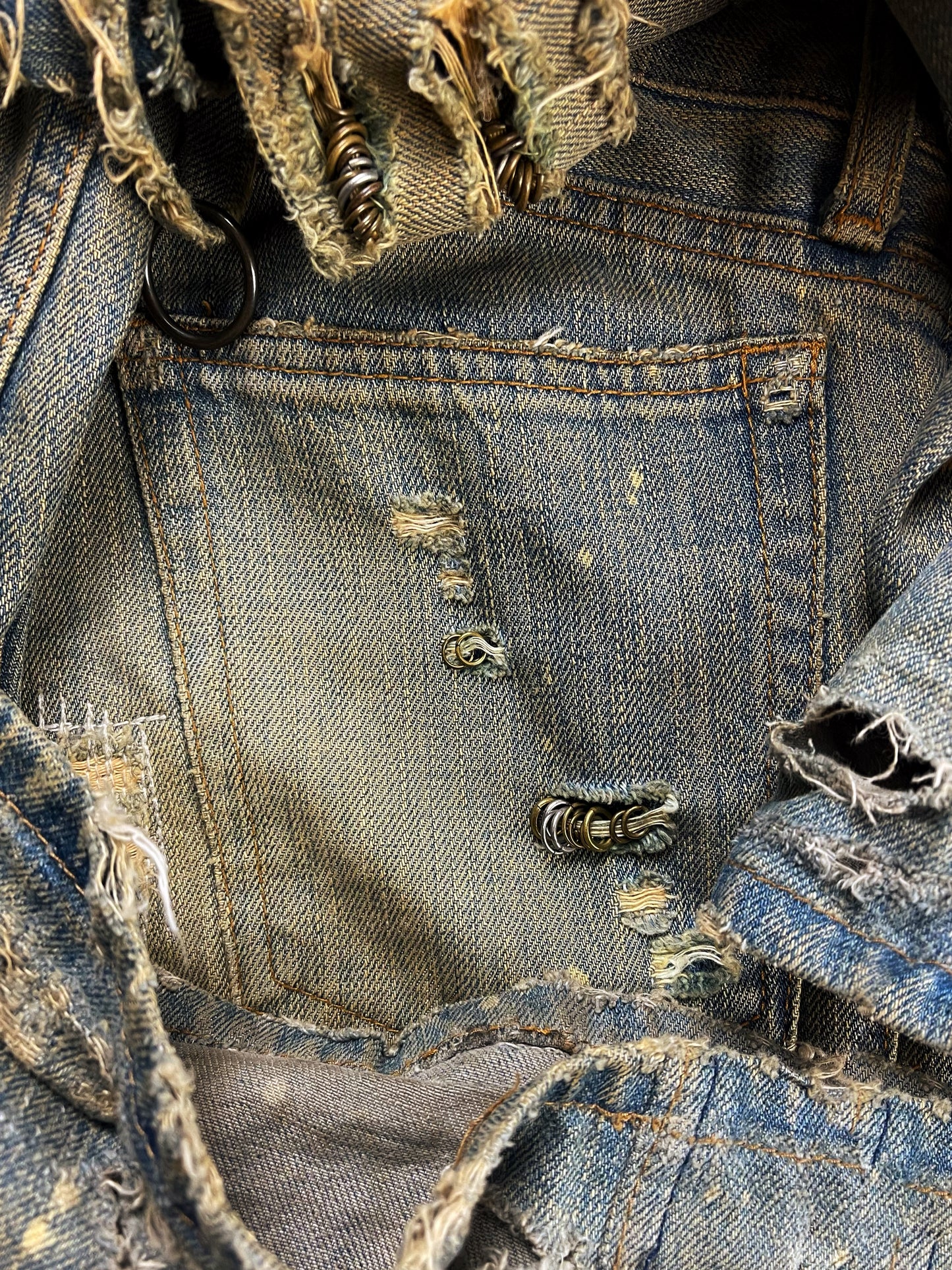 If Six Was Nine Mudmax ‘Pierced’ Dirt Washed Blue Flare Cut Denim