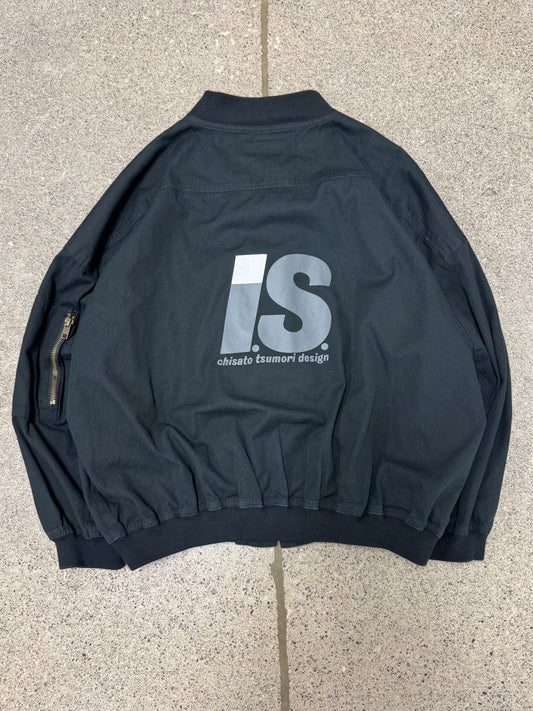 Vintage Issey Miyake ‘I.S. Sport’ Logo Black Bomber Jacket
