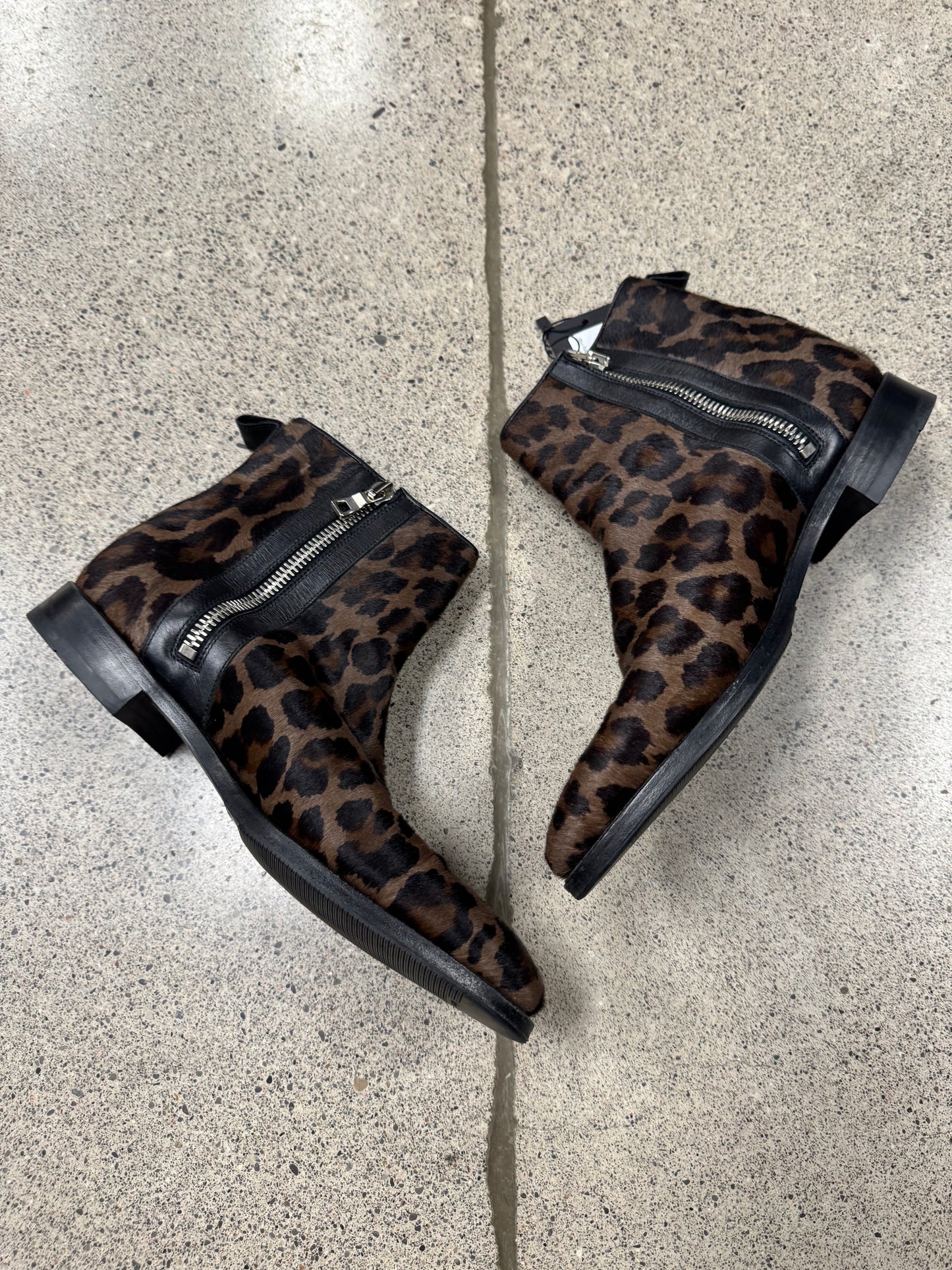 Balmain Pony-Hair ‘Leopard’ Print Side Zip Boots