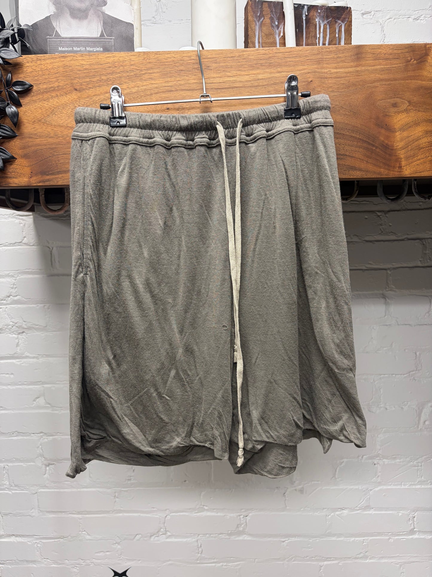 Rick Owens Double Layered Cotton Dust Brown Shorts