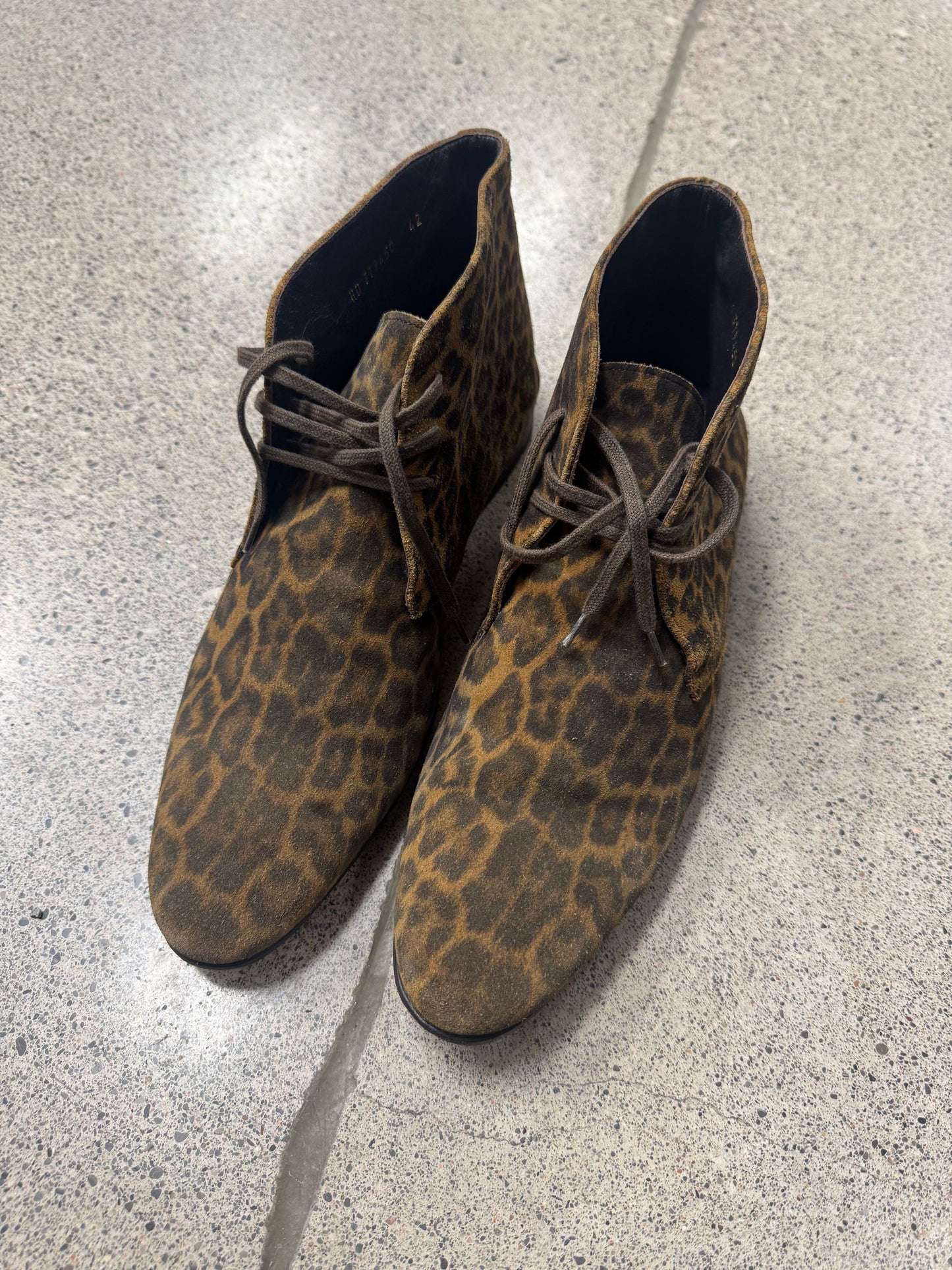 Saint Laurent Leopard Suede ‘Chukka’ Ankle Boots