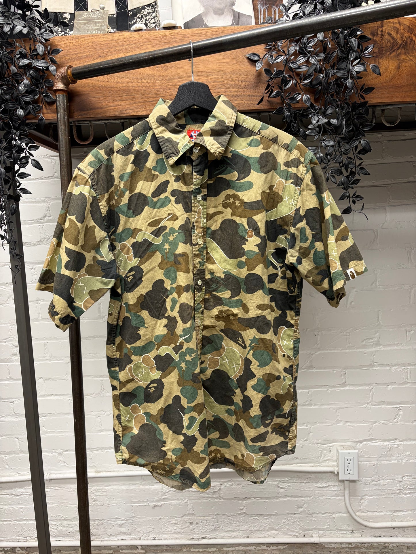 Bape x Kaws Bendy ‘1st Camo’ Short Sleeve Button Up Shirt