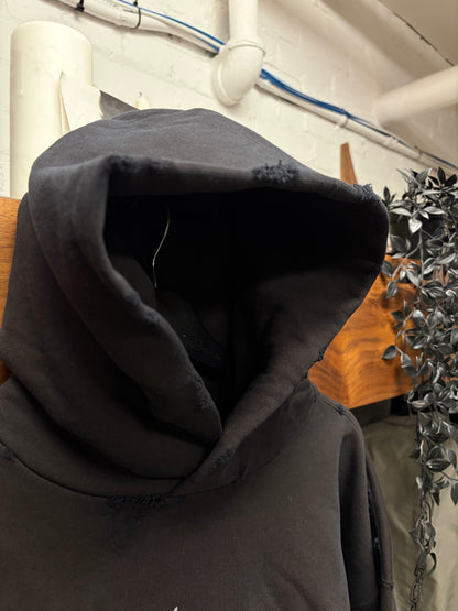 AW2024 Balenciaga ‘No Logo’ Distressed Black Pullover Hoodie