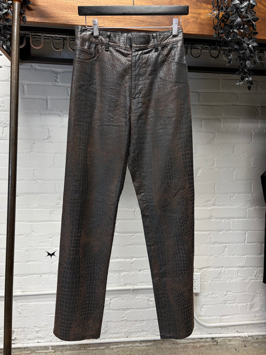 Vintage Jean Paul Gaultier Homme Crocodile Embossed Genuine Leather Pants