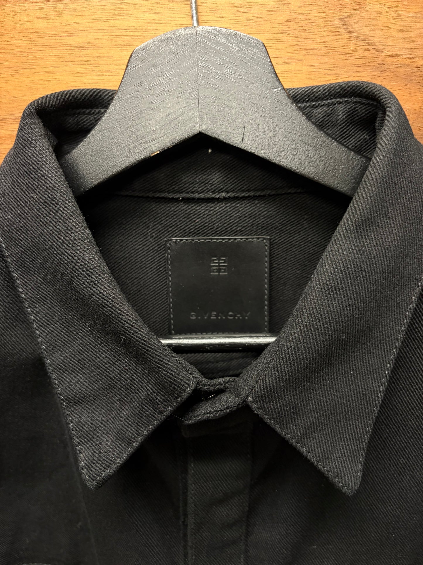 Givenchy ‘4G Logo’ Black/Silver Rivet Button Snap Denim Overshirt