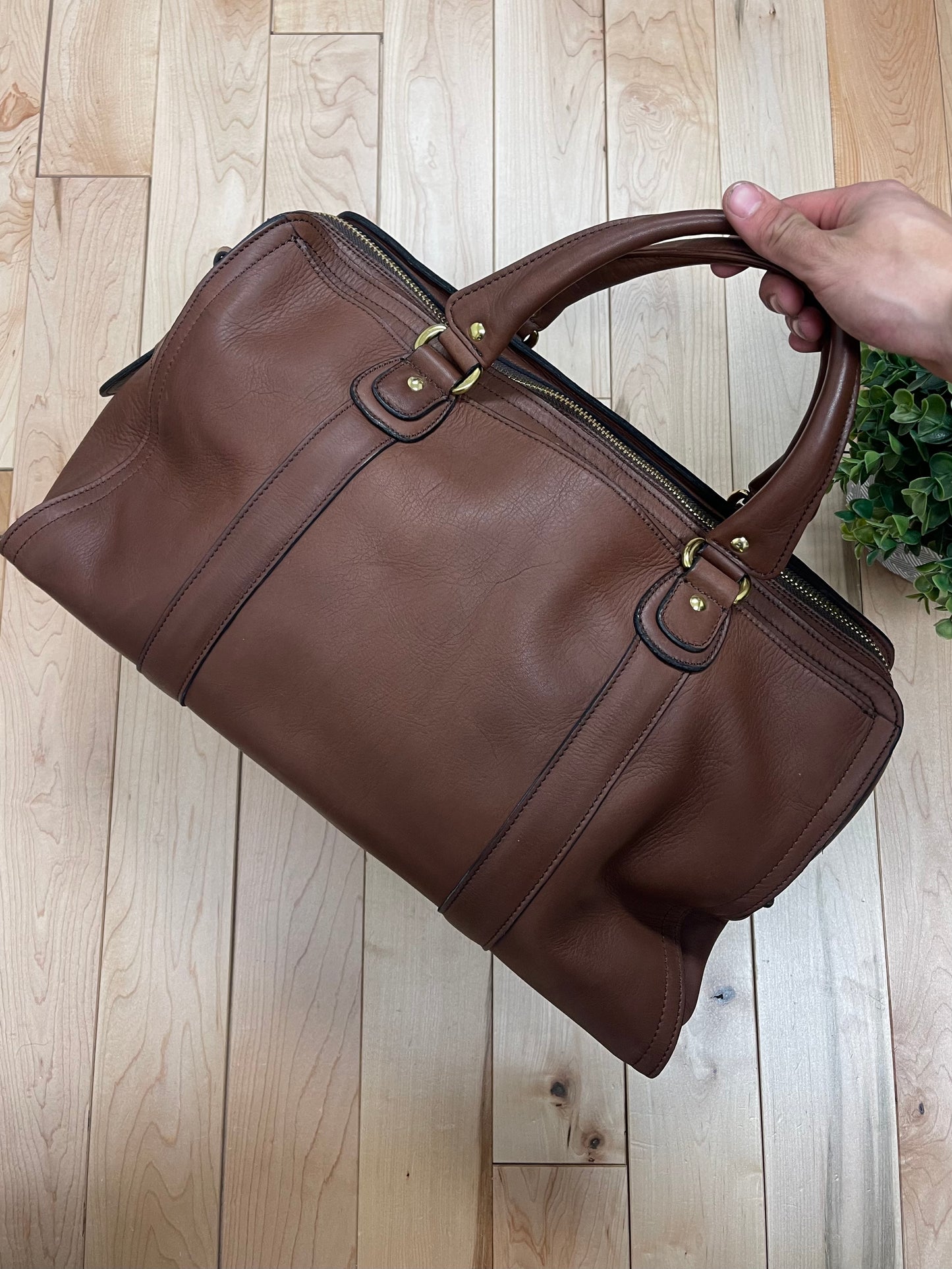 Porter Brown Leather Top Handle Travel/Duffel Bag