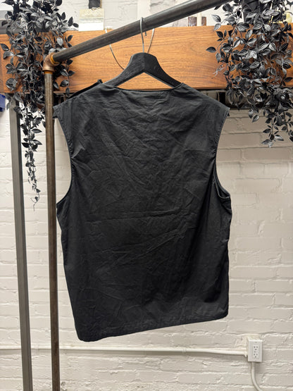 SS2009 Raf Simons ‘Side Button’ Raw Black Tank Top