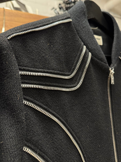AW2015 Saint Laurent by Hedi Slimane ‘Zipper Track’ Wool Bomber Jacket