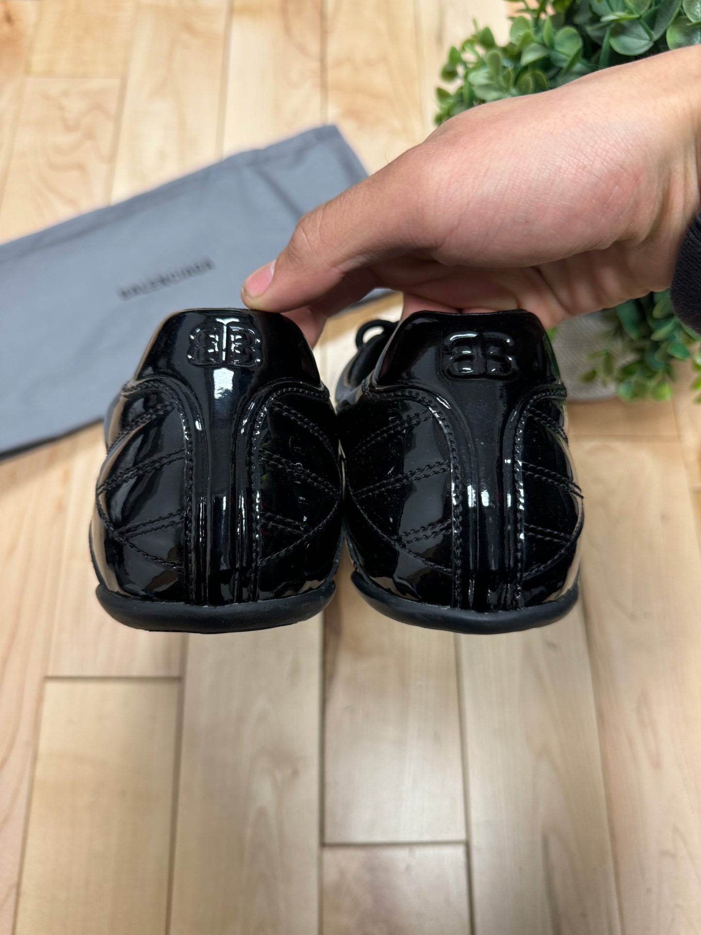 Balenciaga Zen Black Patent Leather Soccer Sneakers