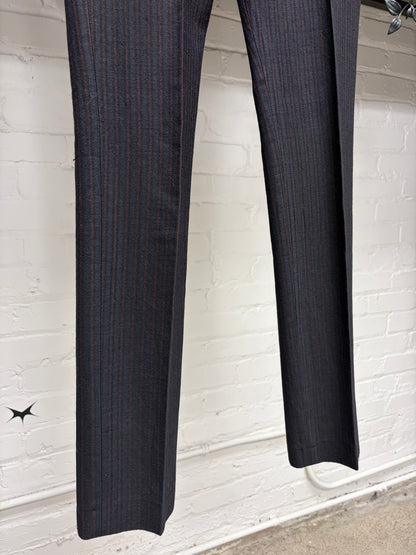 Dries Van Noten Pinstripe Pleated Slim Cut Trousers