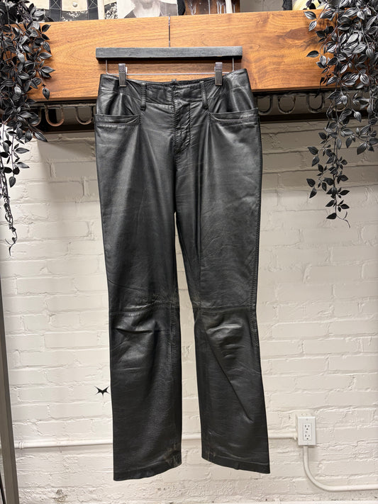 Vintage 90s Dirk Bikkembergs Black Lambskin Leather Trousers