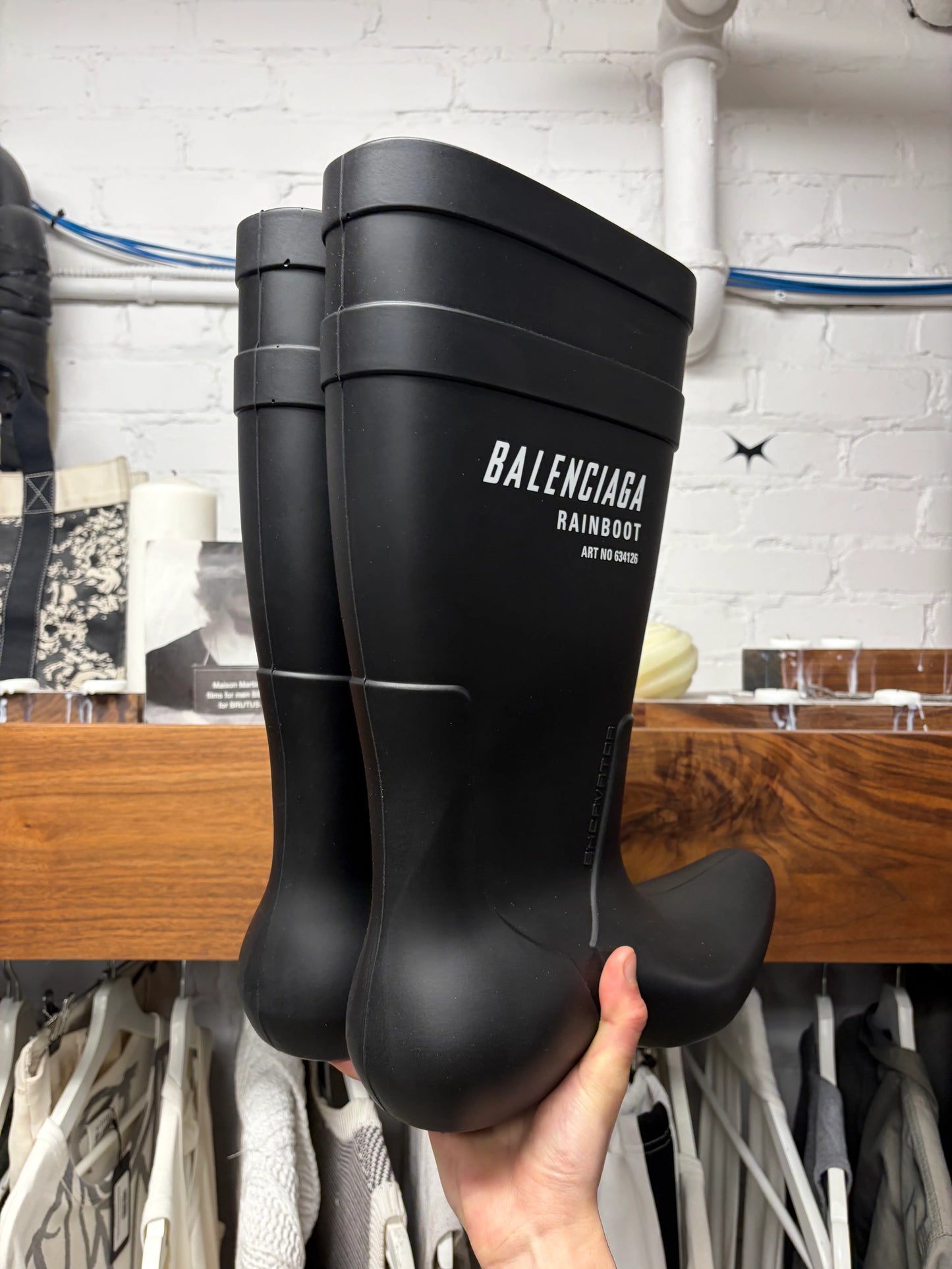 Balenciaga ‘Excavator’ Pointed Toe Black Rubber Boots