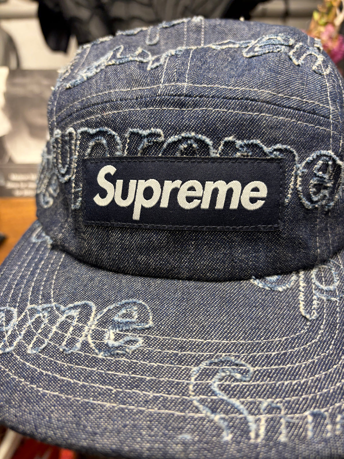 Aw2024 Supreme Lasered Denim ‘Box Logo’ Camp Cap