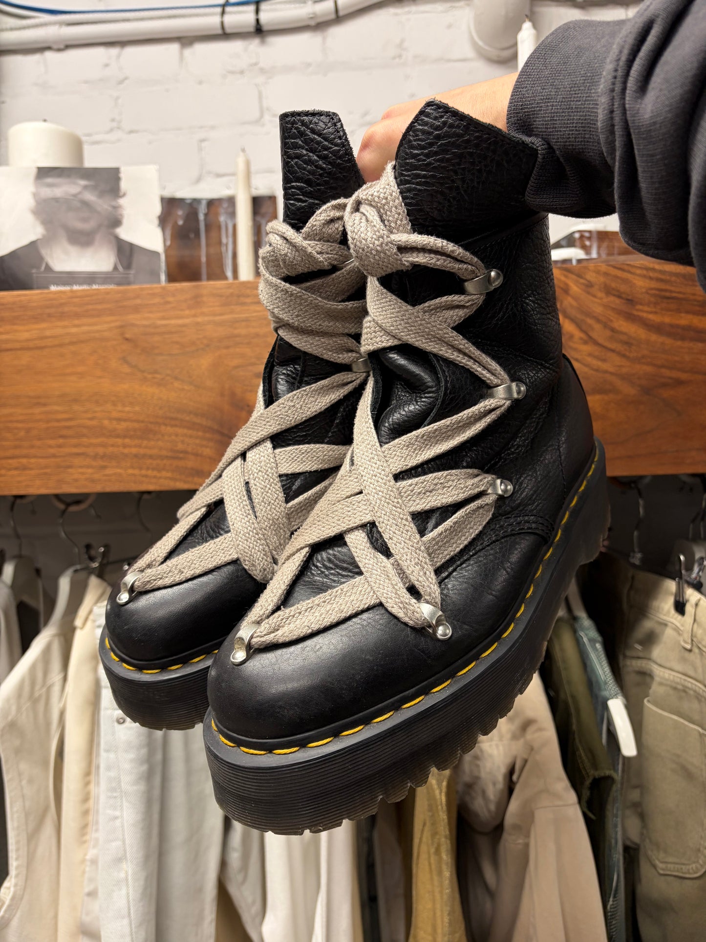 Rick Owens x Doc Martens 1460 Pentagram ‘Jumbo Lace’ Leather Boots