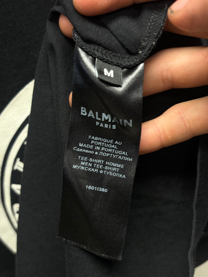 Balmain ‘Medallion Logo’ Black Graphic T-Shirt
