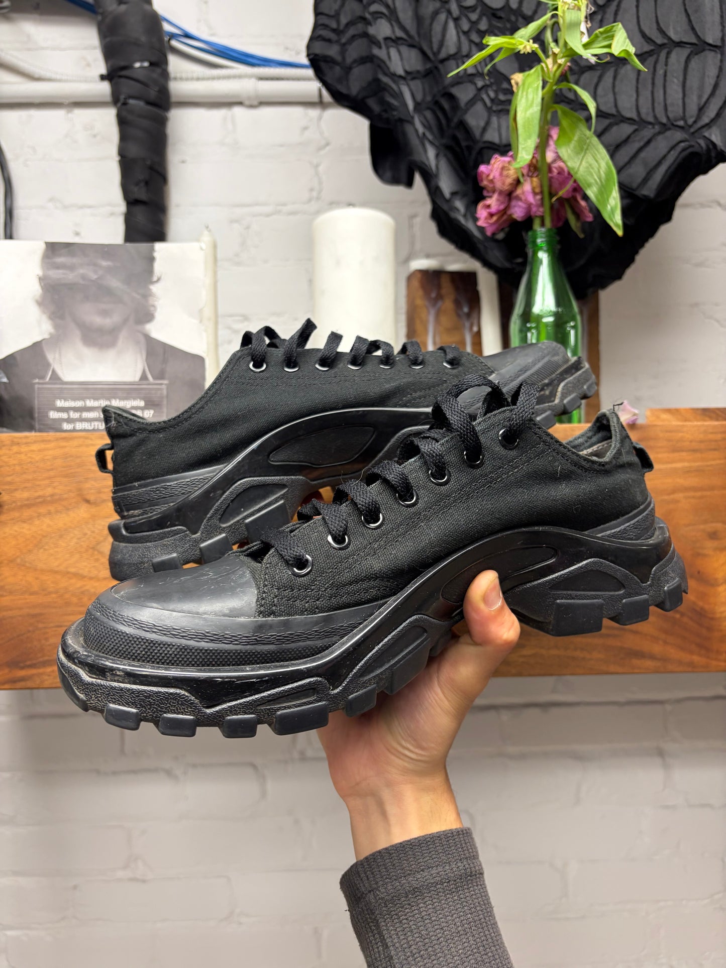 Raf Simons ‘Detroit Runner’ Triple Black Low Top Sneakers
