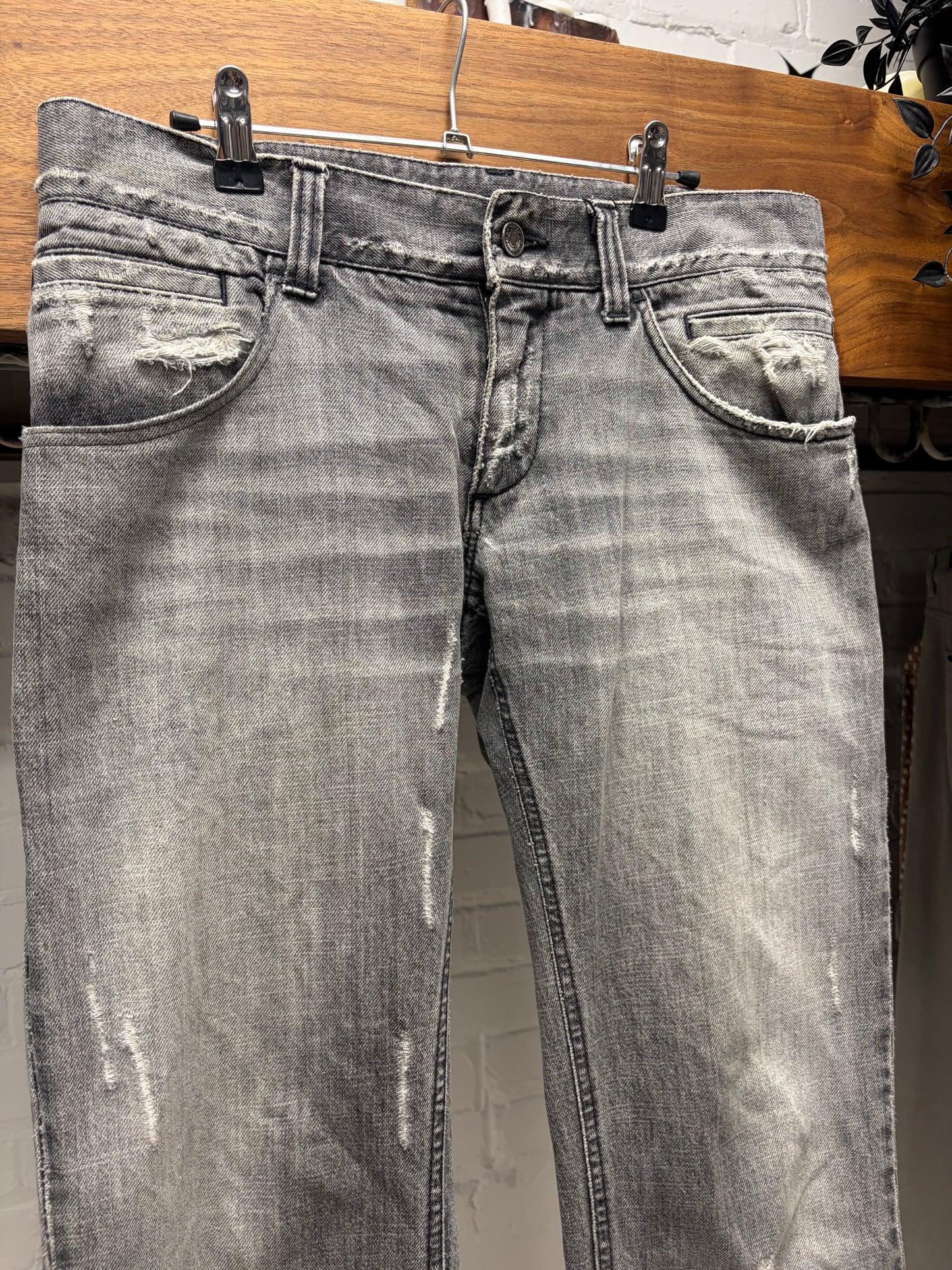 2000s Dolce & Gabbana Washed Grey Bootcut Denim