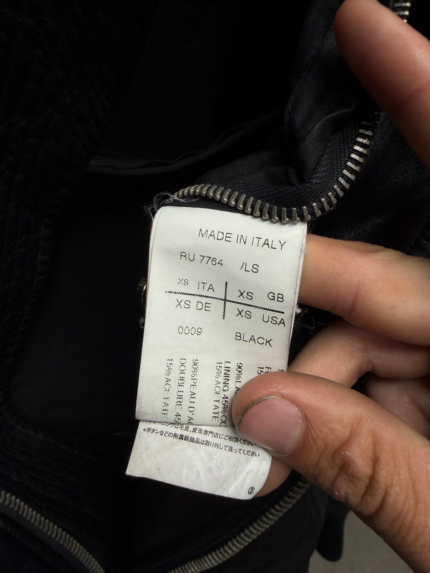 SS2009 Rick Owens ‘Strutter’ Black Lambskin Leather Panelled Moto-Jacket