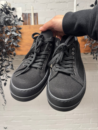 Rick Owens DRKSHDW Black Canvas ‘Vans’ Low Top Sneakers