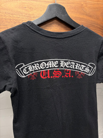 Chrome Hearts ‘USA’ Black/Red Scroll Logo T-Shirt