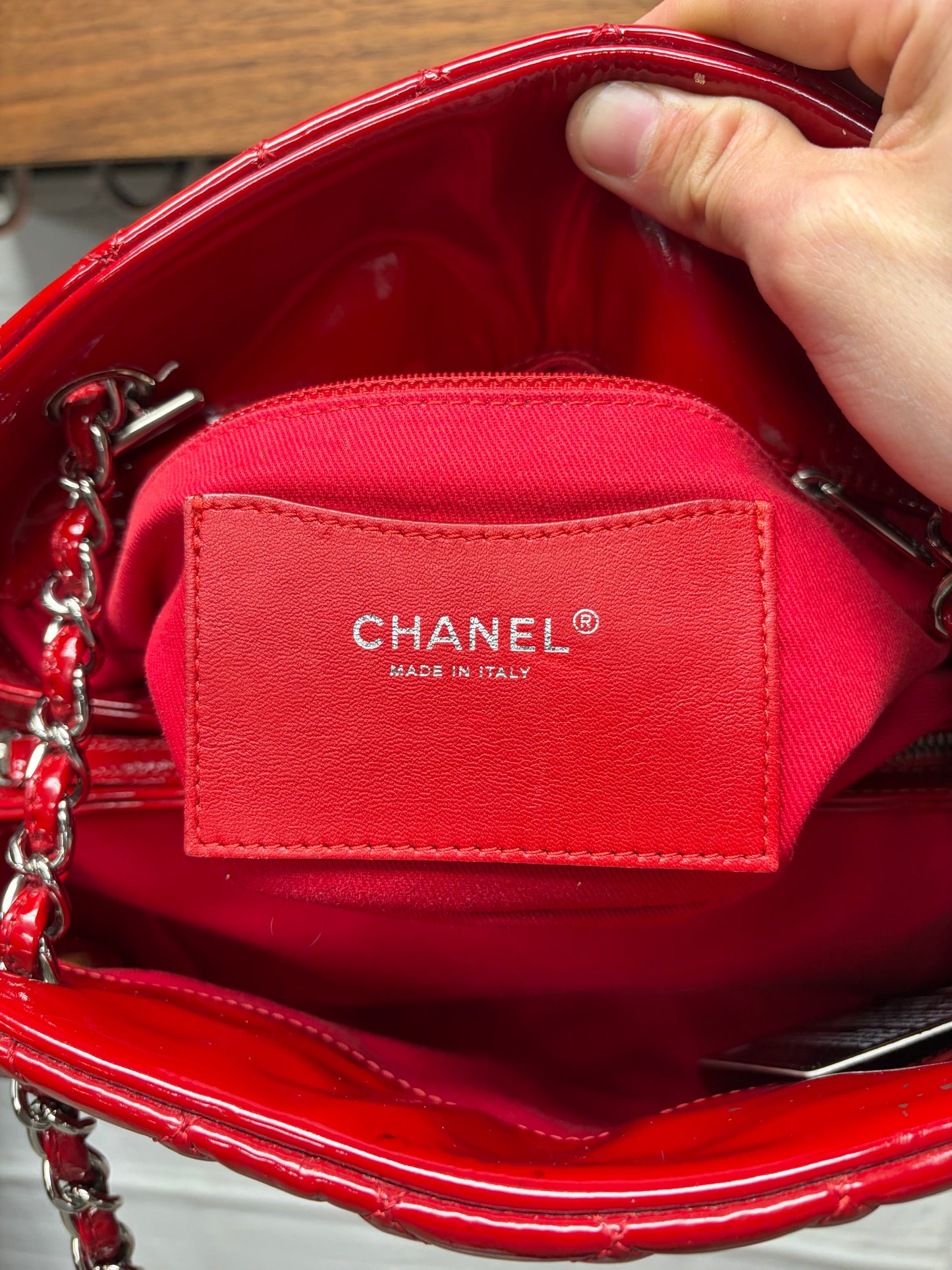 Chanel ‘Mademoiselle’ Quilted Red Patent Leather Mini Bowling Bag