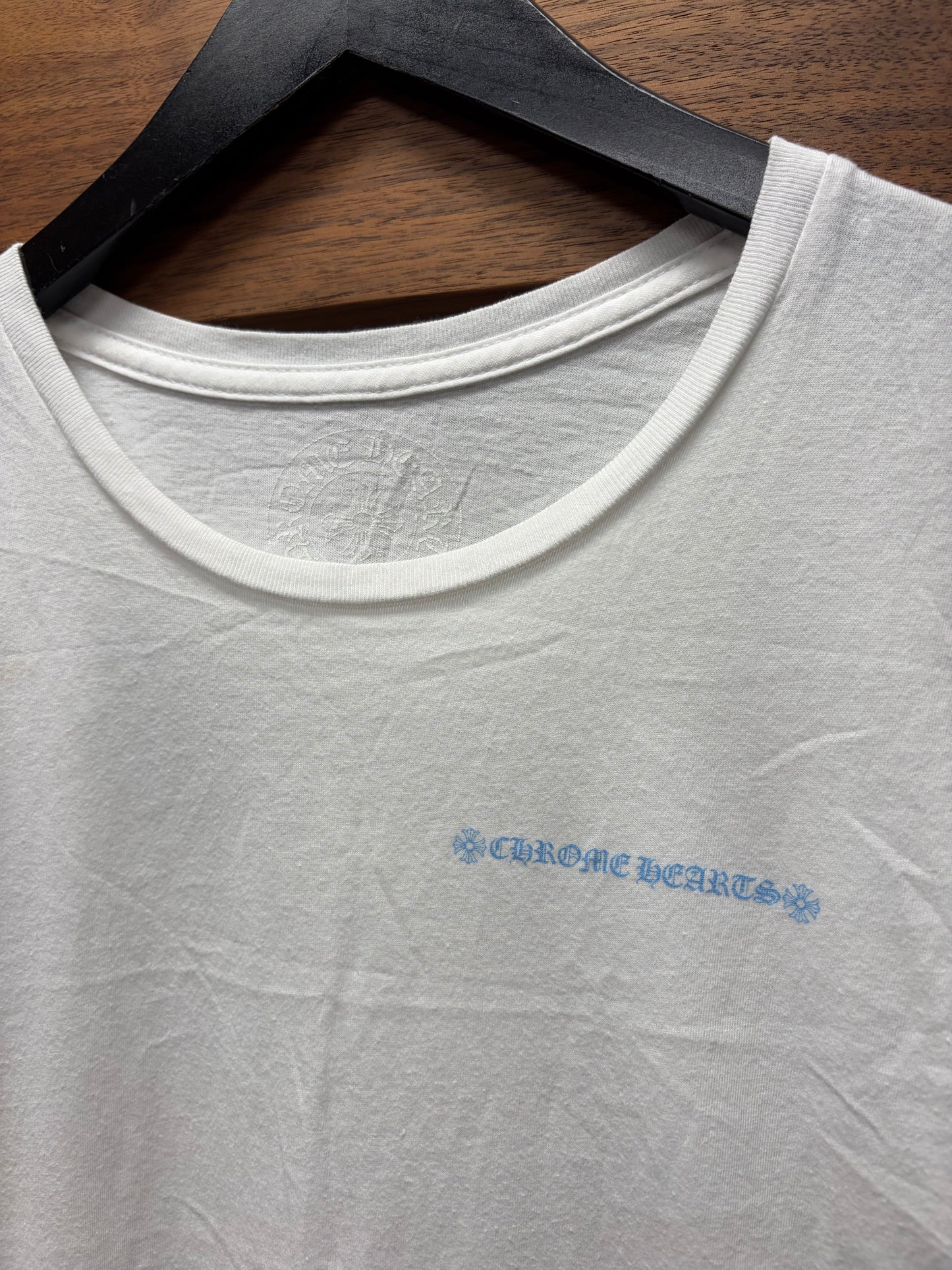 Chrome Hearts Blue/White Scroll Logo T-Shirt