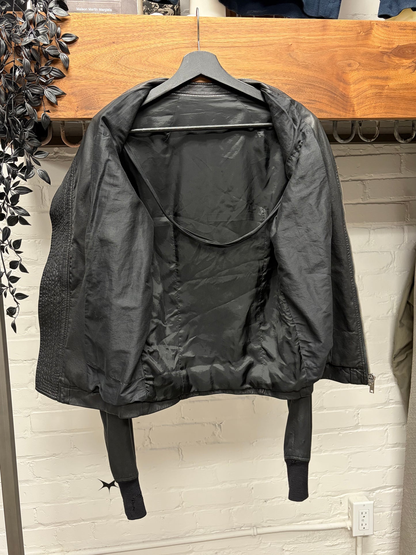 SS2009 Rick Owens ‘Strutter’ Black Lambskin Leather Panelled Moto-Jacket