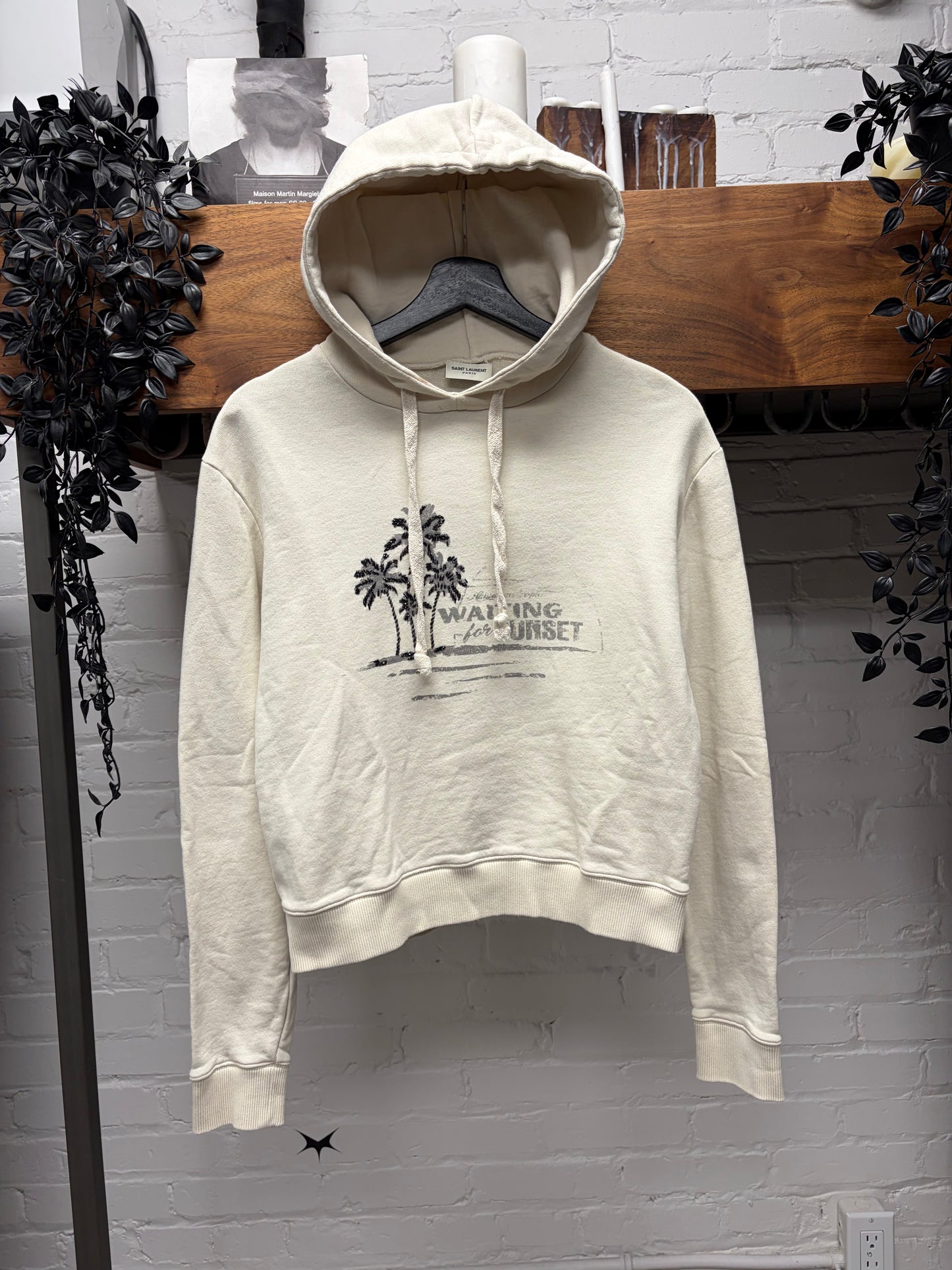 2017 Saint Laurent ‘Waiting for Sunset’ Cream White Hoodie