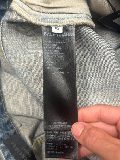 2023 Balenciaga ‘Drawstring’ Light Wash Blue Wide Leg Denim