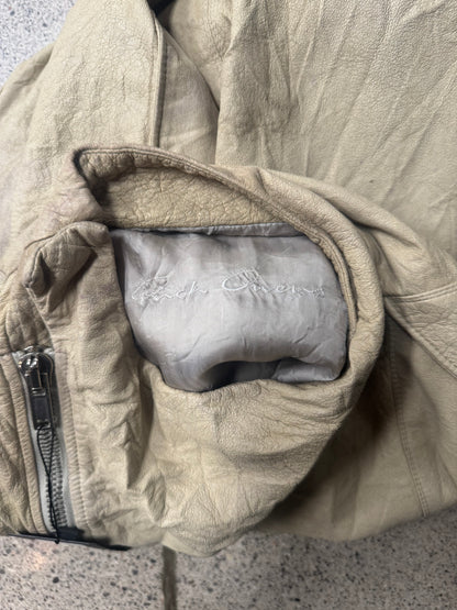 2000s Rick Owens ‘Pearl’ Lambskin Leather High Neck Zip-Up Jacket